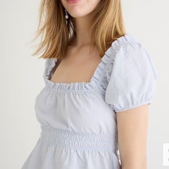 J. Crew Seersucker smocked top - Picture 2 of 11